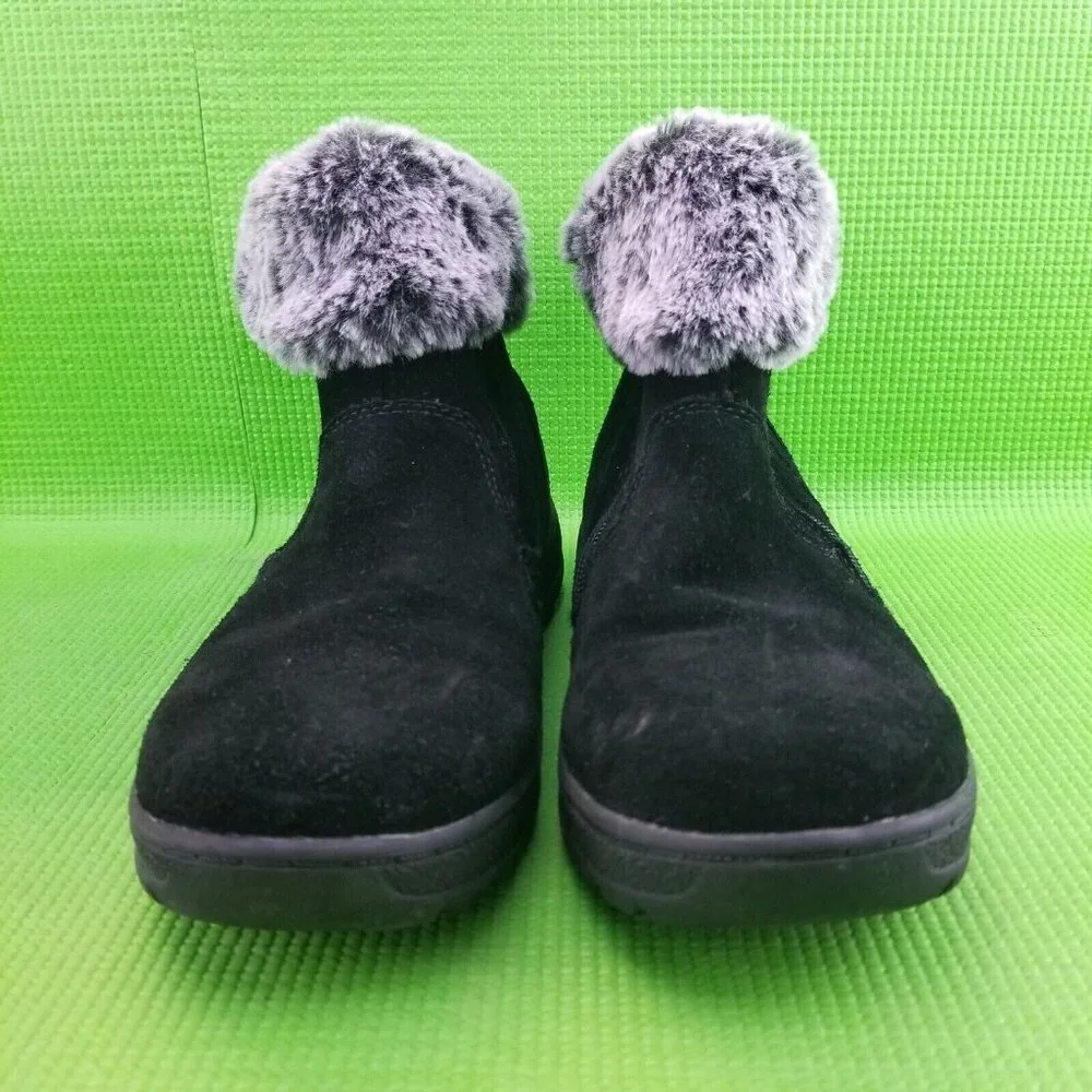 ✅Khombu JESSICA Black Suede Faux Fur Lined Side Zip Ankle Booties Womens 8M Shoe - Picture 7 of 11
